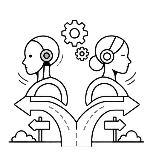 Two AI agents taking opposite paths